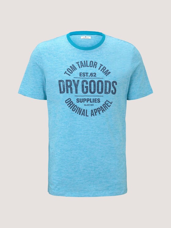 Gestreiftes T-Shirt mit Print - Männer - teal fine stripe Gestreiftes T-Shirt mit Print - Männer - teal fine stripe - 7 - TOM TAILOR