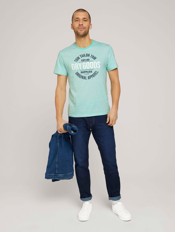 Gestreiftes T-Shirt mit Print - Männer - lucite green fine stripe Gestreiftes T-Shirt mit Print - Männer - lucite green fine stripe - 3 - TOM TAILOR