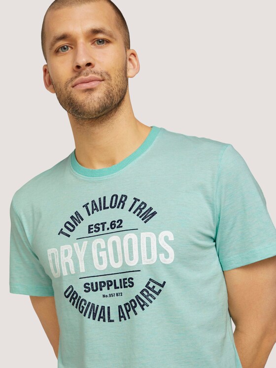 Gestreiftes T-Shirt mit Print - Männer - lucite green fine stripe Gestreiftes T-Shirt mit Print - Männer - lucite green fine stripe - 9 - TOM TAILOR