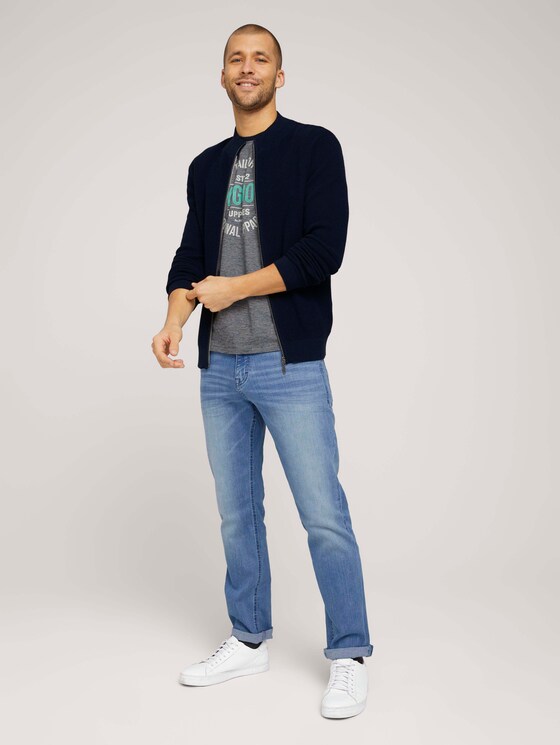 Gestreiftes T-Shirt mit Print - Männer - dark blue fine stripe Gestreiftes T-Shirt mit Print - Männer - dark blue fine stripe - 3 - TOM TAILOR