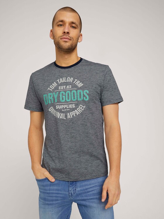 Gestreiftes T-Shirt mit Print - Männer - dark blue fine stripe Gestreiftes T-Shirt mit Print - Männer - dark blue fine stripe - 5 - TOM TAILOR