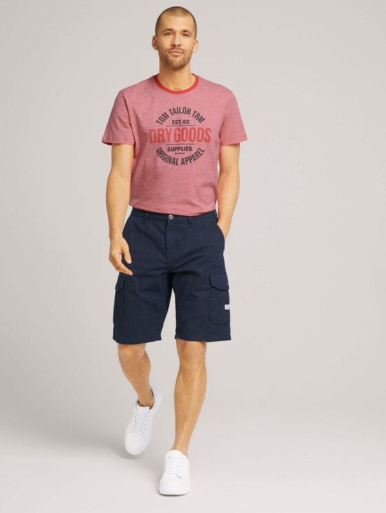 Gemustertes T-Shirt mit Print - Männer - plain red yarn dye stripe Gemustertes T-Shirt mit Print - Männer - plain red yarn dye stripe - 3 - TOM TAILOR