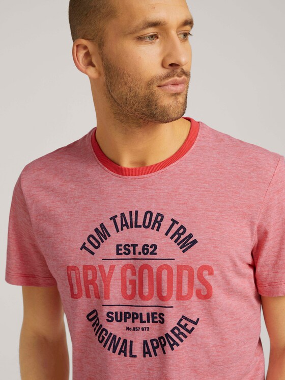 Gemustertes T-Shirt mit Print - Männer - plain red yarn dye stripe Gemustertes T-Shirt mit Print - Männer - plain red yarn dye stripe - 9 - TOM TAILOR