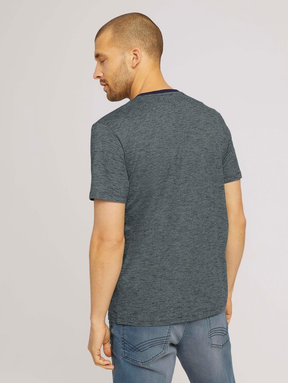 Gemustertes T-Shirt mit Print - Männer - blue mint yarn dye stripe Gemustertes T-Shirt mit Print - Männer - blue mint yarn dye stripe - 2 - TOM TAILOR