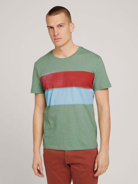 Streifen T-Shirt mit Bio-Baumwolle - Männer - light mint green Streifen T-Shirt mit Bio-Baumwolle - Männer - light mint green - 1 - TOM TAILOR