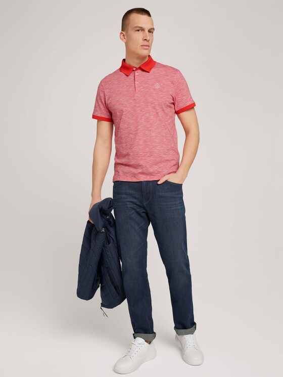 Poloshirt mit Melange-Optik - Männer - plain red white stripe Poloshirt mit Melange-Optik - Männer - plain red white stripe - 3 - TOM TAILOR