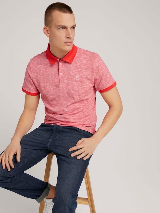 mens red and white striped polo shirt