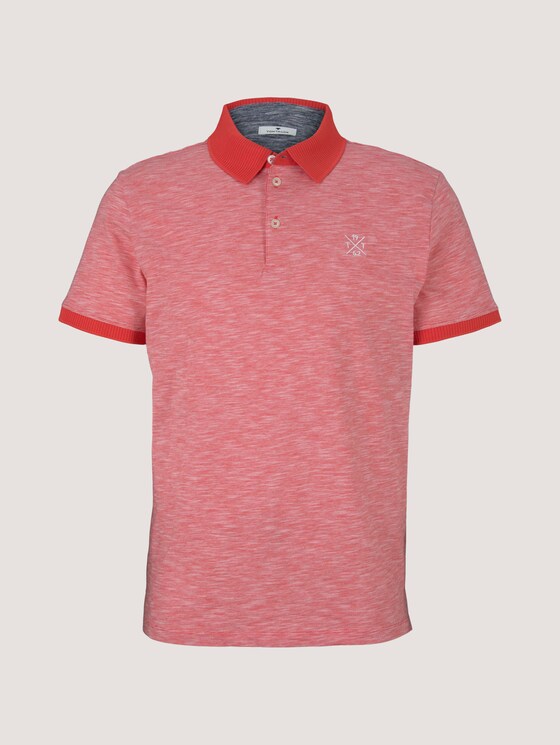 Poloshirt mit Melange-Optik - Männer - plain red white stripe Poloshirt mit Melange-Optik - Männer - plain red white stripe - 7 - TOM TAILOR