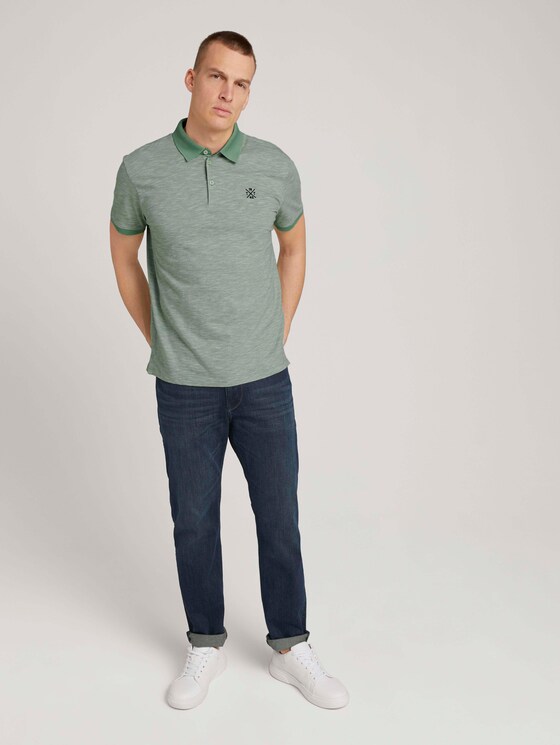 Poloshirt mit Melange-Optik - Männer - pistachio white stripe Poloshirt mit Melange-Optik - Männer - pistachio white stripe - 3 - TOM TAILOR