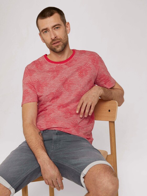 T-Shirt mit Muster - Männer - plain red white stripe - 5 - TOM TAILOR