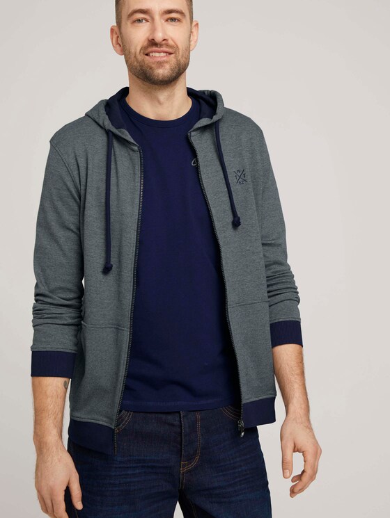 Sweatjacke mit Kapuze - Männer - blue mint yarn dye stripe Sweatjacke mit Kapuze - Männer - blue mint yarn dye stripe - 5 - TOM TAILOR