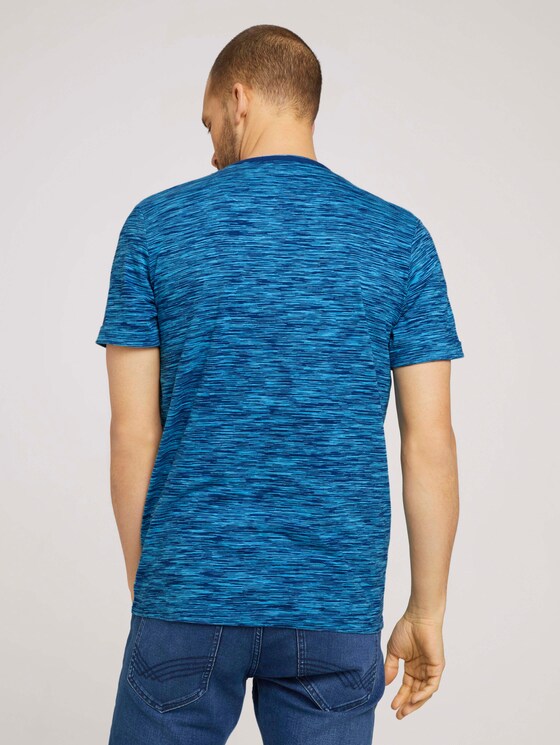 Serafino T-Shirt mit Print - Männer - aqua blue fine spacedye stripe Serafino T-Shirt mit Print - Männer - aqua blue fine spacedye stripe - 2 - TOM TAILOR