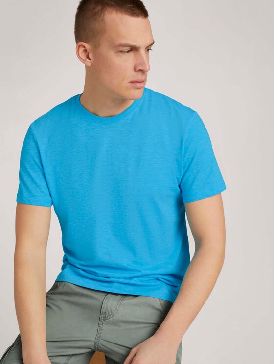 T-Shirt in Melange-Optik - Männer - aqua blue grindle melange T-Shirt in Melange-Optik - Männer - aqua blue grindle melange - 5 - TOM TAILOR