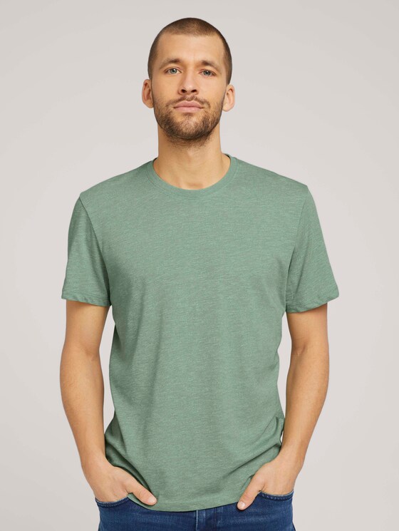 T-Shirt in Melange-Optik - Männer - mint green grindle melange T-Shirt in Melange-Optik - Männer - mint green grindle melange - 1 - TOM TAILOR