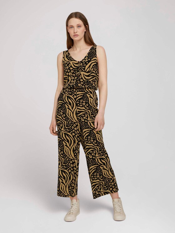 Mouwloos Culotte Jumpsuit - Vrouwen - black animal print Mouwloos Culotte Jumpsuit - Vrouwen - black animal print - 1 - TOM TAILOR Denim