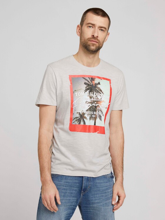 T-Shirt mit Fotoprint - Männer - white melange T-Shirt mit Fotoprint - Männer - white melange - 1 - TOM TAILOR