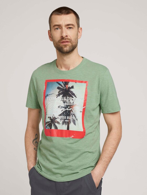 T-Shirt mit Fotoprint - Männer - mint green grindle melange T-Shirt mit Fotoprint - Männer - mint green grindle melange - 1 - TOM TAILOR