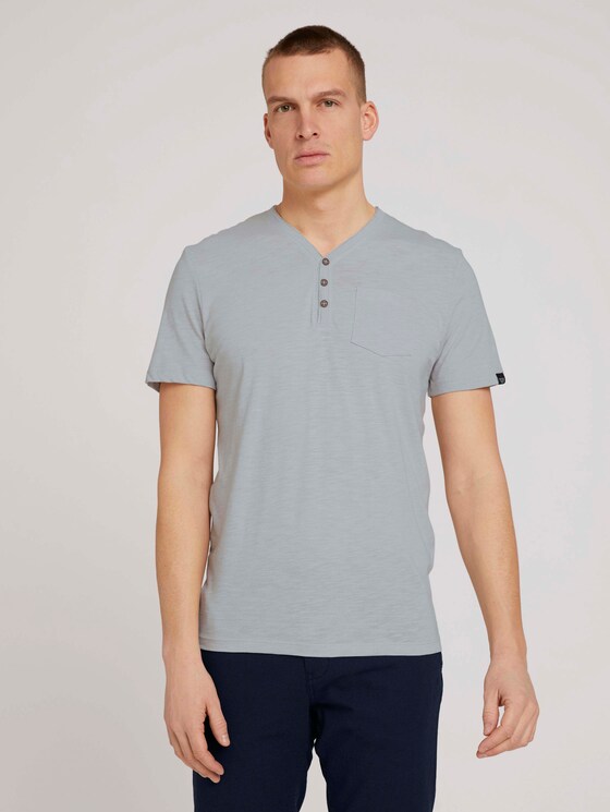 Henley T-Shirt in Melange Optik - Männer - white melange Henley T-Shirt in Melange Optik - Männer - white melange - 1 - TOM TAILOR