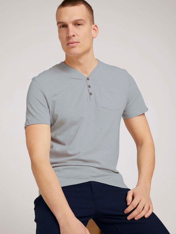 Henley T-Shirt in Melange Optik - Männer - white melange Henley T-Shirt in Melange Optik - Männer - white melange - 5 - TOM TAILOR