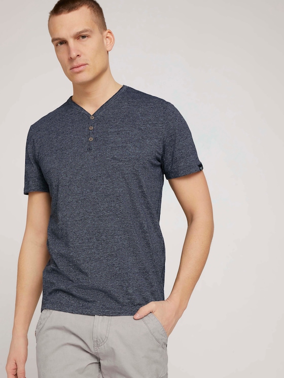 Henley T-Shirt in Melange Optik - Männer - sailor blue grindle melange Henley T-Shirt in Melange Optik - Männer - sailor blue grindle melange - 5 - TOM TAILOR
