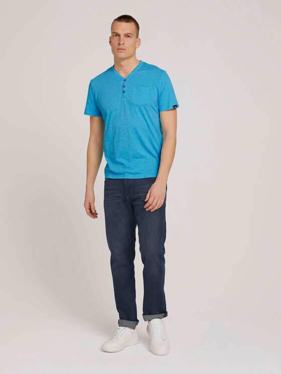 Henley T-Shirt in Melange Optik - Männer - aqua blue grindle melange Henley T-Shirt in Melange Optik - Männer - aqua blue grindle melange - 3 - TOM TAILOR