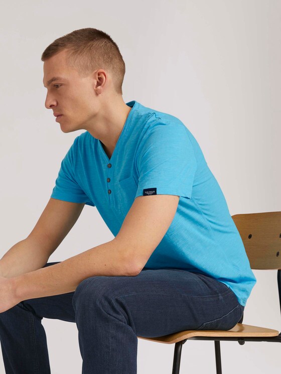 Henley T-Shirt in Melange Optik - Männer - aqua blue grindle melange Henley T-Shirt in Melange Optik - Männer - aqua blue grindle melange - 5 - TOM TAILOR