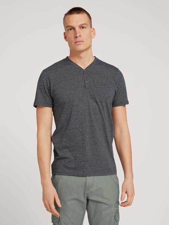 Henley T-Shirt in Melange Optik - Männer - dark grey grindle melange Henley T-Shirt in Melange Optik - Männer - dark grey grindle melange - 1 - TOM TAILOR