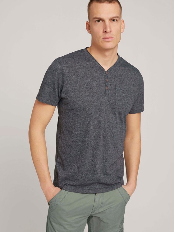 Henley T-Shirt in Melange Optik - Männer - dark grey grindle melange Henley T-Shirt in Melange Optik - Männer - dark grey grindle melange - 5 - TOM TAILOR