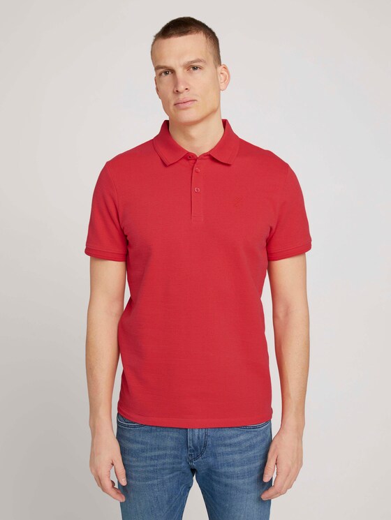 Strukturiertes Poloshirt - Männer - Plain Red Strukturiertes Poloshirt - Männer - Plain Red - 1 - TOM TAILOR
