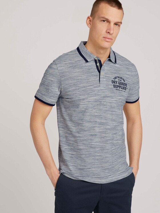 Meliertes Poloshirt mit Stickerei - Männer - offwhite streaky grindle Meliertes Poloshirt mit Stickerei - Männer - offwhite streaky grindle - 5 - TOM TAILOR