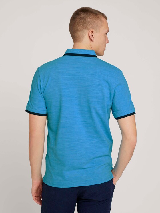 Meliertes Poloshirt mit Stickerei - Männer - aqua blue streaky grindle Meliertes Poloshirt mit Stickerei - Männer - aqua blue streaky grindle - 2 - TOM TAILOR
