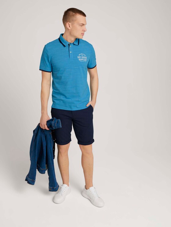 Meliertes Poloshirt mit Stickerei - Männer - aqua blue streaky grindle Meliertes Poloshirt mit Stickerei - Männer - aqua blue streaky grindle - 3 - TOM TAILOR