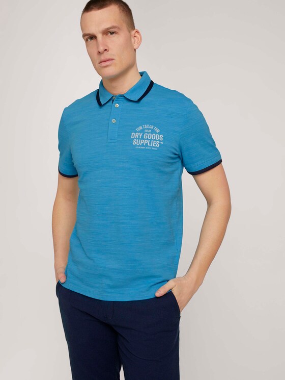 Meliertes Poloshirt mit Stickerei - Männer - aqua blue streaky grindle Meliertes Poloshirt mit Stickerei - Männer - aqua blue streaky grindle - 5 - TOM TAILOR