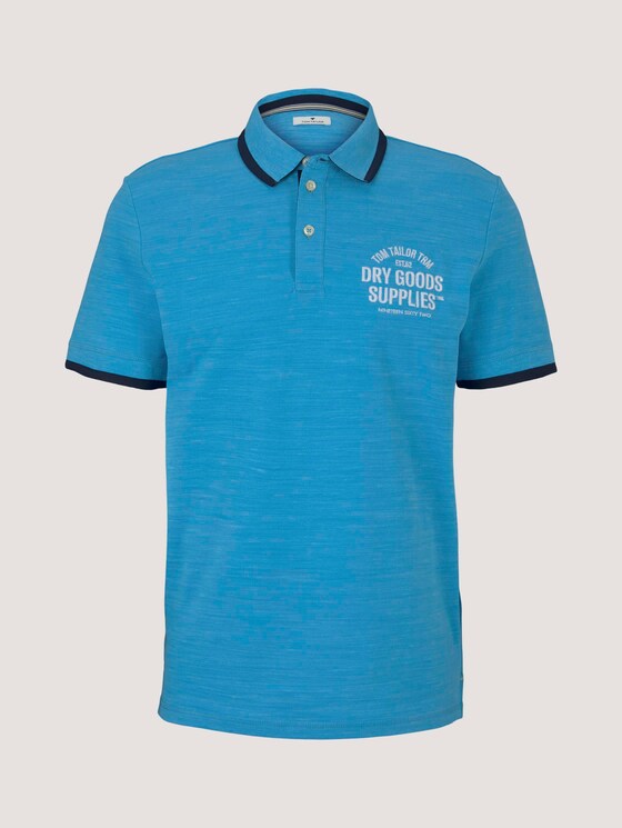 Meliertes Poloshirt mit Stickerei - Männer - aqua blue streaky grindle Meliertes Poloshirt mit Stickerei - Männer - aqua blue streaky grindle - 7 - TOM TAILOR