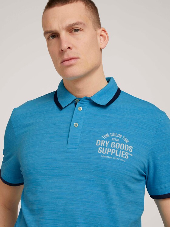 Meliertes Poloshirt mit Stickerei - Männer - aqua blue streaky grindle Meliertes Poloshirt mit Stickerei - Männer - aqua blue streaky grindle - 9 - TOM TAILOR