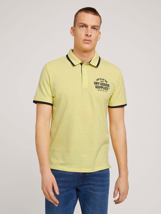 Meliertes Poloshirt mit Stickerei - Männer - pale yellow streaky grindle Meliertes Poloshirt mit Stickerei - Männer - pale yellow streaky grindle - 1 - TOM TAILOR