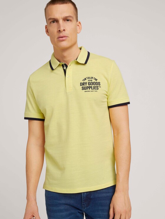 Meliertes Poloshirt mit Stickerei - Männer - pale yellow streaky grindle Meliertes Poloshirt mit Stickerei - Männer - pale yellow streaky grindle - 5 - TOM TAILOR