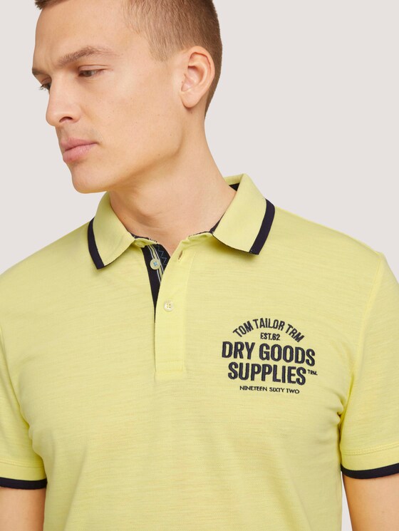 Meliertes Poloshirt mit Stickerei - Männer - pale yellow streaky grindle Meliertes Poloshirt mit Stickerei - Männer - pale yellow streaky grindle - 9 - TOM TAILOR