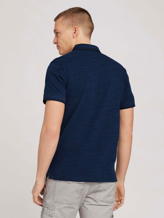 Meliertes Poloshirt mit Stickerei - Männer - sailor blue streaky grindle Meliertes Poloshirt mit Stickerei - Männer - sailor blue streaky grindle - 2 - TOM TAILOR