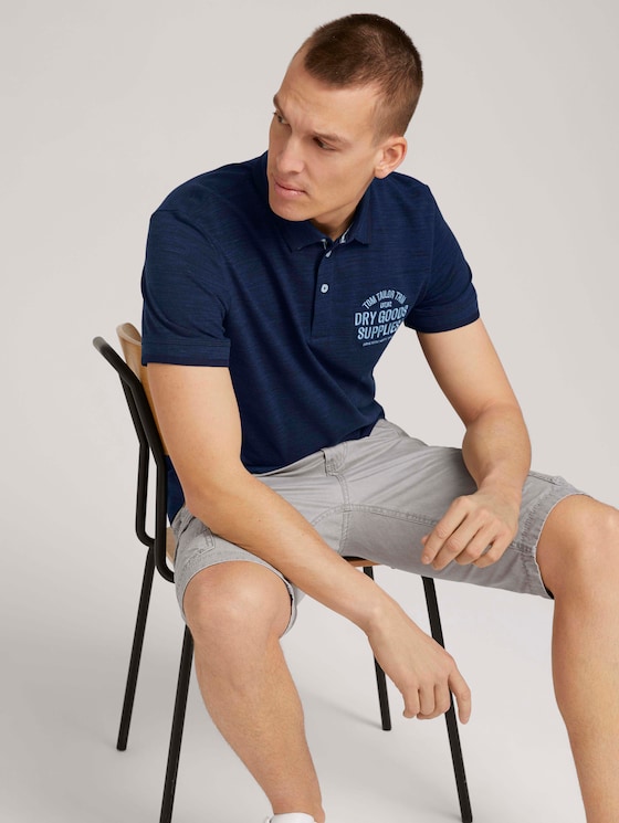 Meliertes Poloshirt mit Stickerei - Männer - sailor blue streaky grindle Meliertes Poloshirt mit Stickerei - Männer - sailor blue streaky grindle - 5 - TOM TAILOR