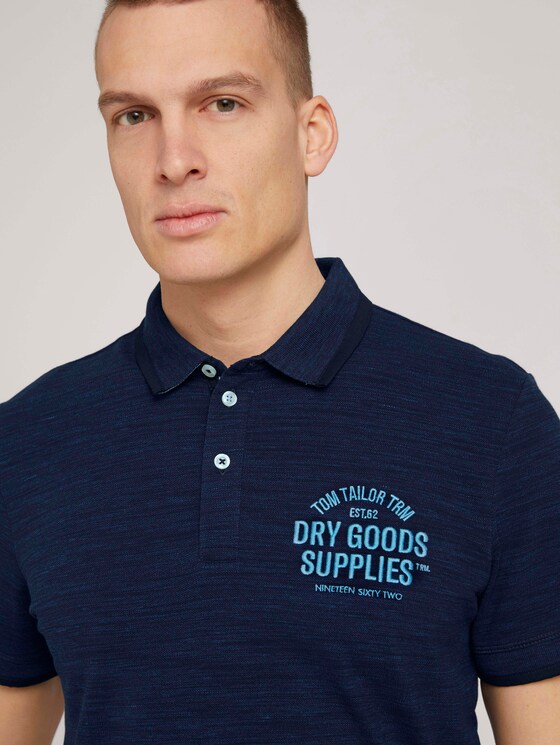 Meliertes Poloshirt mit Stickerei - Männer - sailor blue streaky grindle Meliertes Poloshirt mit Stickerei - Männer - sailor blue streaky grindle - 9 - TOM TAILOR