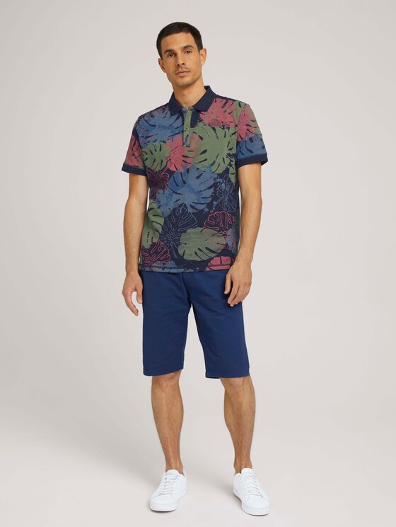 Poloshirt mit floralem Muster und mit Bio-Baumwolle - Männer - dark blue paint leaf design Poloshirt mit floralem Muster und mit Bio-Baumwolle - Männer - dark blue paint leaf design - 3 - TOM TAILOR