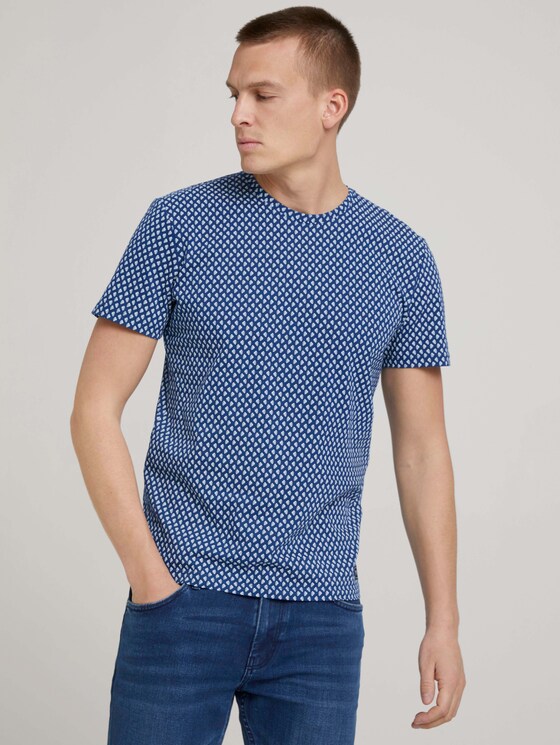 gemustertes T-Shirt mit Bio-Baumwolle - Männer - dark blue small leaf design gemustertes T-Shirt mit Bio-Baumwolle - Männer - dark blue small leaf design - 5 - TOM TAILOR
