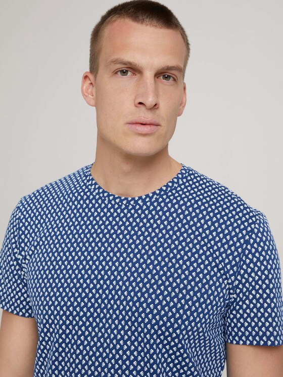gemustertes T-Shirt mit Bio-Baumwolle - Männer - dark blue small leaf design gemustertes T-Shirt mit Bio-Baumwolle - Männer - dark blue small leaf design - 9 - TOM TAILOR