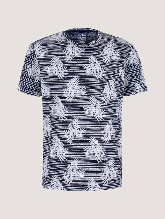 gemustertes T-Shirt mit Bio-Baumwolle - Männer - navy white leaf stripe design gemustertes T-Shirt mit Bio-Baumwolle - Männer - navy white leaf stripe design - 7 - TOM TAILOR