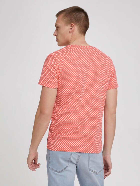 gemustertes T-Shirt mit Bio-Baumwolle - Männer - plain red small leaf design gemustertes T-Shirt mit Bio-Baumwolle - Männer - plain red small leaf design - 2 - TOM TAILOR