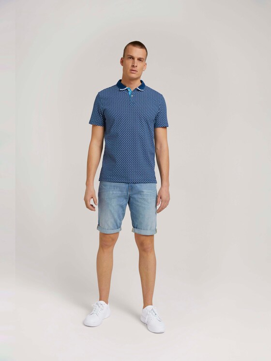 gemustertes Poloshirt - Männer - dark blue small leaf design gemustertes Poloshirt - Männer - dark blue small leaf design - 3 - TOM TAILOR