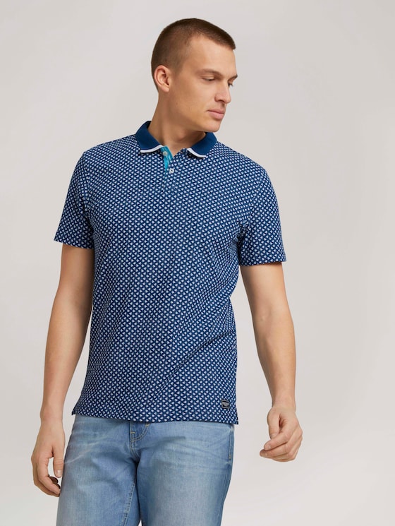 gemustertes Poloshirt - Männer - dark blue small leaf design gemustertes Poloshirt - Männer - dark blue small leaf design - 5 - TOM TAILOR