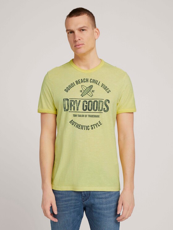 T-Shirt mit Print - Männer - pale straw yellow T-Shirt mit Print - Männer - pale straw yellow - 1 - TOM TAILOR