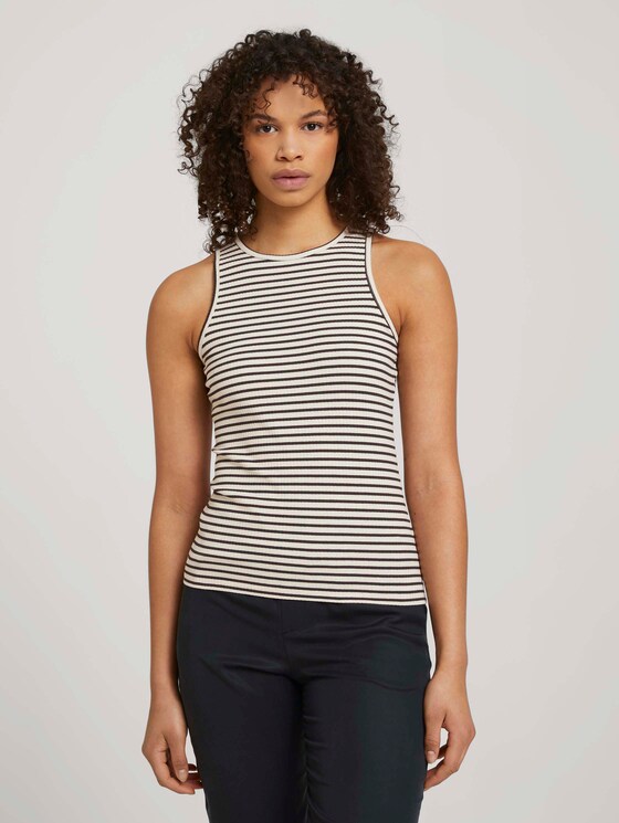 Slim Fit Top - Frauen - cream black stripe Slim Fit Top - Frauen - cream black stripe - 1 - TOM TAILOR Denim